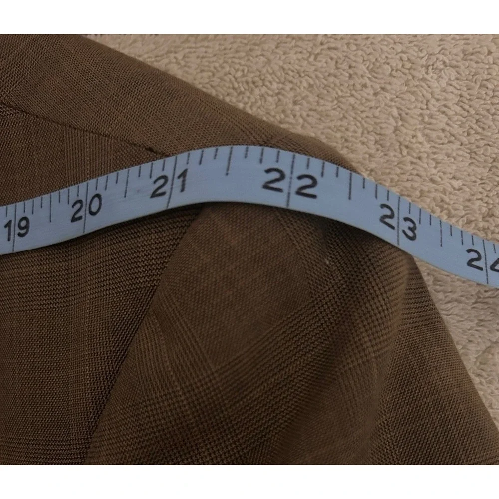 Stacy Adams Blazer Men's 52L Gold Plaid 3 Button 4 Button Sleeve Polyester Rayon